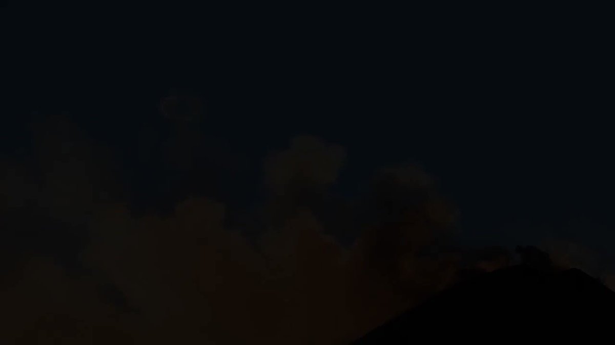 Strombolian activity at Etna's Southeast Crater at sunset on 3 February 2021. View is from 5 km to the northeast (not my home this time.). Currently all four summit craters of Etna are erupting, last happened in 1998-1999